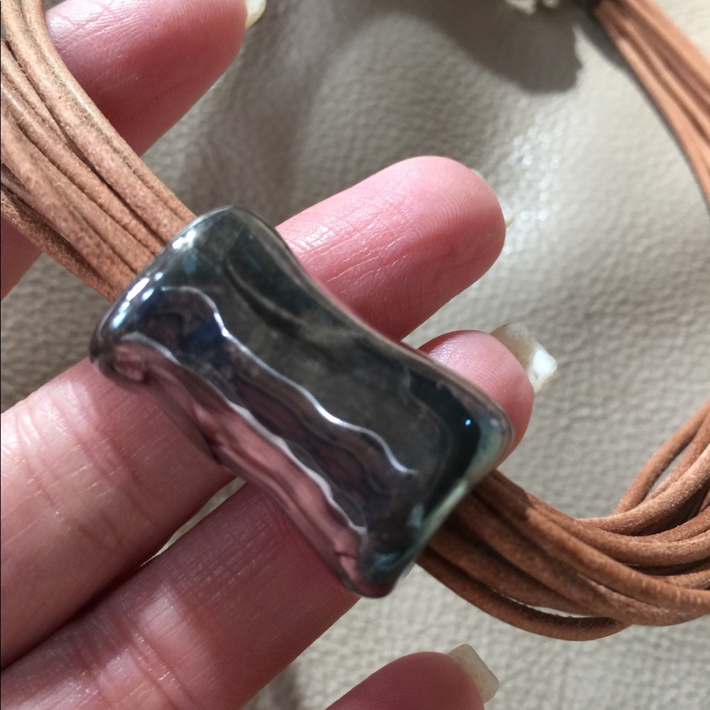 HANDMADE - ONE OF A KIND - Leather accent Necklace